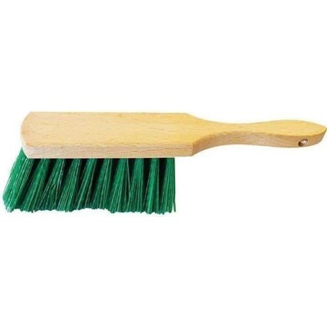 Balayette fibres mi-dures vertes manche bois court (1/4)