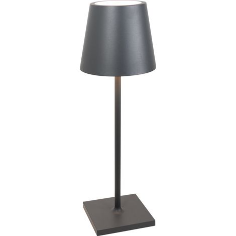 Zafferano Lampada a led da tavolo Poldina L Desk Grigio Scuro ricaricabile e dimmerabile con batteria fino a 12 ore (1/5)