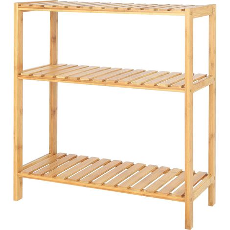 Étagère en Bambou 3 Compartiments 60x26x66 cm, Naturelle (1/5)