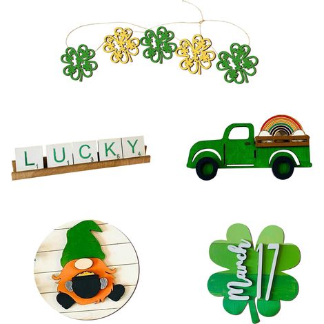 Stil 6: Dekorativer stehender Gartenzwerg im irischen Stil, für Ostern und den St. Patrick's Day (1/2)