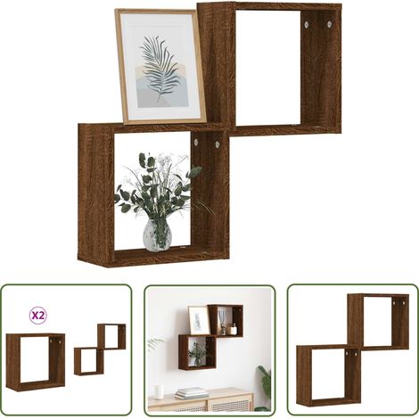 vidaXL Étagères murales sous forme cube 2 pcs chêne marron 30x15x30cm (1/5)