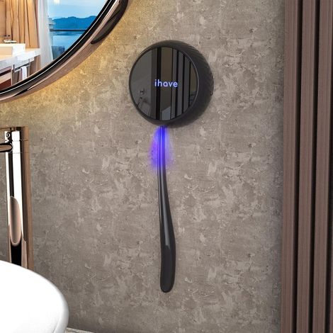 Stérilisateur Brosse à Dents UV-C+UVA - Support Brosse à Dents Électrique Mural Magnétique sans Perçage - Désinfection Auto Toutes Les 4h - Porte Brosse à Dents Antibactérien pour Voyage - Noir (1/5)