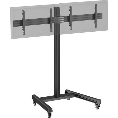 Support TV sur roulettes - 2 écrans 50'' - 55'' Hauteur 175cm noir (1/3)