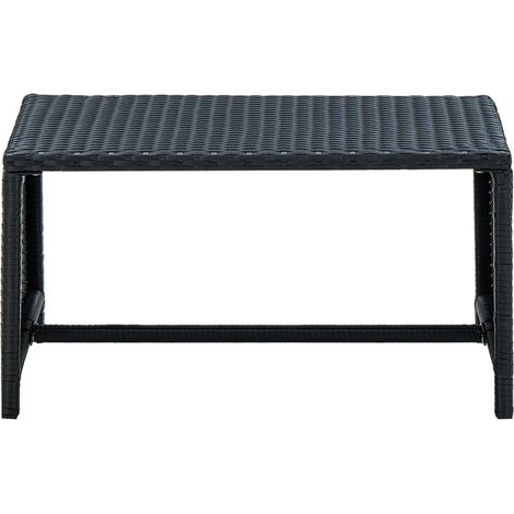 Table basse Table de salon Table de café Noir 70x40x38 cm Résine tressée (1/4)