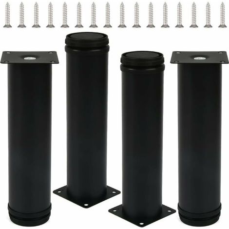 4pcs pieds de meubles pieds réglables noirs 200 mm de hauteur pieds de meuble en acier inoxydable pieds de table épaissis pieds de meubles pieds de meuble avec 16 vis en acier inoxydable (1/5)