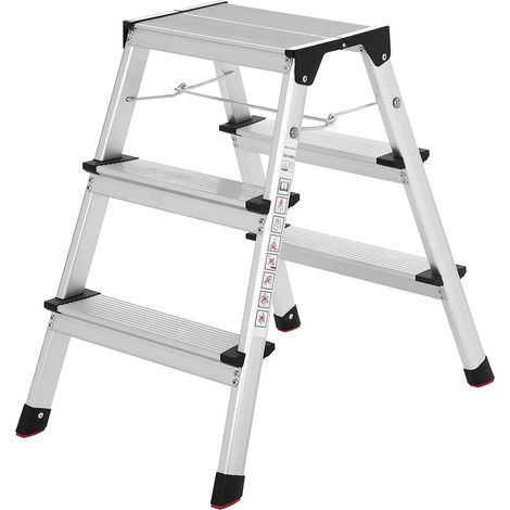 Échelle domestique pliable escabeau marchepied 3 niveaux en alu antidérapant capacité de charge 150 kg conforme aux normes (1/5)
