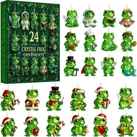 Weihnachtsüberraschungsbox mit 24 Fächern, Countdown-Timer, Acryl-Kristall-Froschanhänger und Weihnachtsdekoration (1/5)