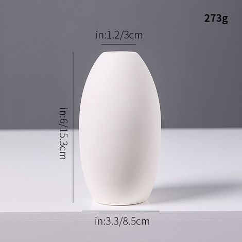 Lot de 2 mini vases céramique brut blanc 3045-5 : H15.3cm, L8.5cm, col 3cm