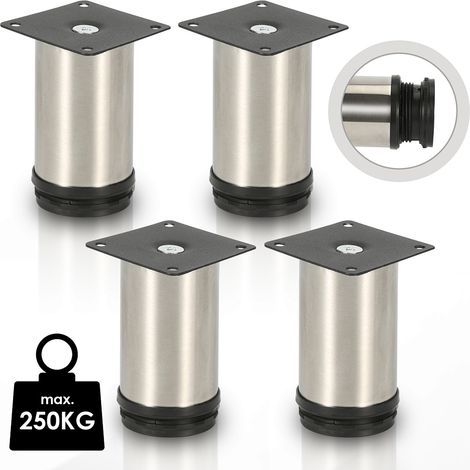 4x Möbelfuß Möbelfüsse Edelstahl Fuss Durchmesser 40 mm Höhe 120mm Schwarz Höhenverstellbar (1/4)