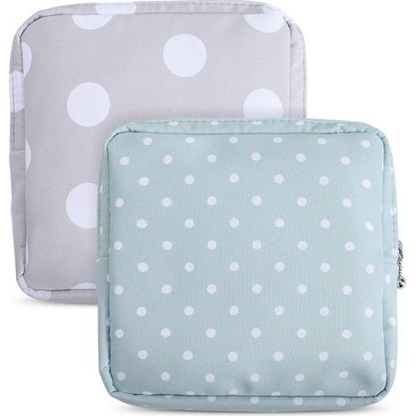 Sac de rangement en coton 2 pièces pour serviettes hygiéniques (points)-