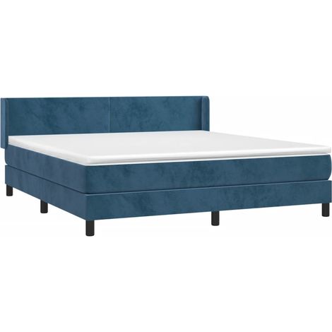 vidaXL Giroletto a Molle con Materasso Blu Scuro 180x200 cm in Velluto (1/5)