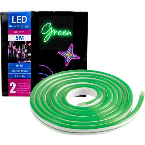 Striscia Led Neon Verde Tubo Flessibile 5m Strip Luminosa Bobina Decorativa (1/5)