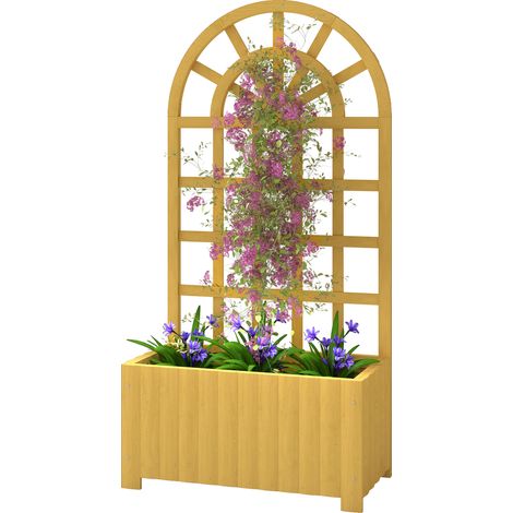 Pot 60 x 30 x 120 cm avec treillis drainage pour cultures Légumes Fleurs Herbes, Naturel, bois (1/5)