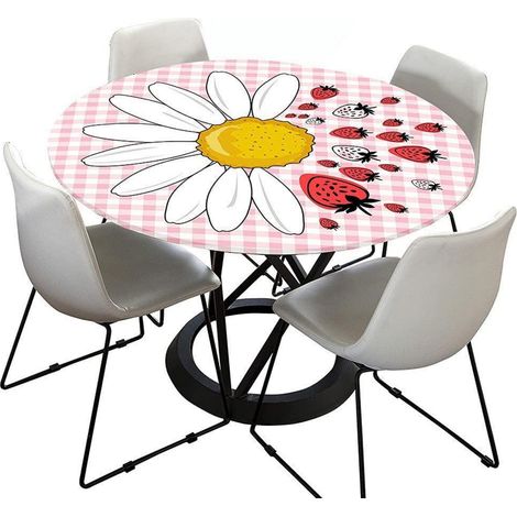 Nappe lavable ronde 90cm, élastique, effet lotus, impression 3D, pour jardin & extérieur