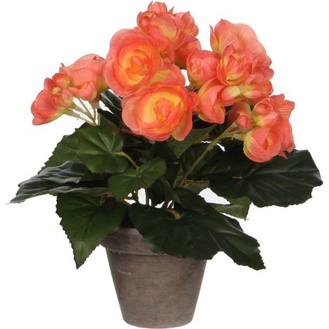 Mica Begonia im Topf lachs, 25 x 20 cm Kunstpflanzen