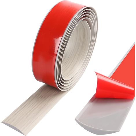 Self Adhesive Threshold Bar, 2m x 4cm Wood Grain Threshold Strip, Door Threshold Transition Profile, Vinyl Floor Covering Strip (Grey Oak Wood Grain) (1/5)