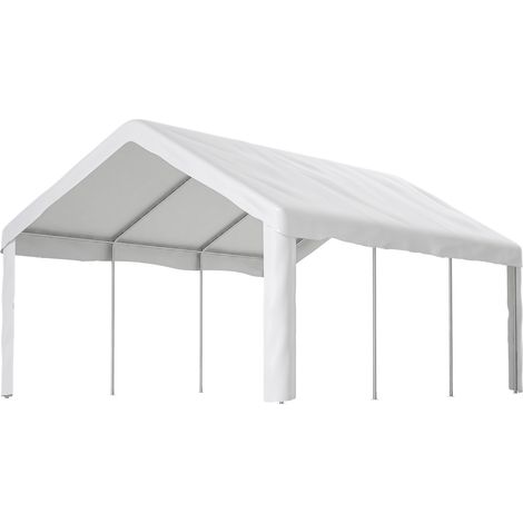 CAIziGarage de tente pour voiture 4x6m – Avec portes roulantes séparées à l’avant et à l’arrière pour un accès des deux côtés, structure renforcée et résistante aux intempéries – Toit et parois latéra