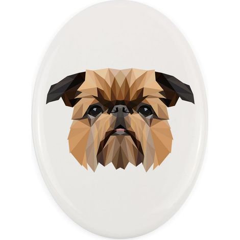Grifo de Bruselas, Griffon Bruxellois - placa geométrica con foto e inscripción de Art-Dog (1/4)