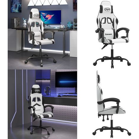 Gaming-Stuhl Weiß und Schwarz Kunstleder - Kunstlederstuhl - Gamingstuhl Weiß Schwarz