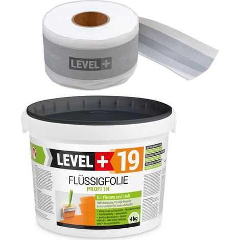 LEVEL+ Dichtset für Duschabdichtung Bad Dichtband Flüssigfolie 4kg SET511 (1/4)