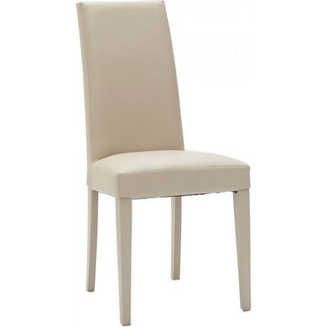 Chaise en bois massif et faux cuir Tanio - Lot de 2-Blanc (1/5)
