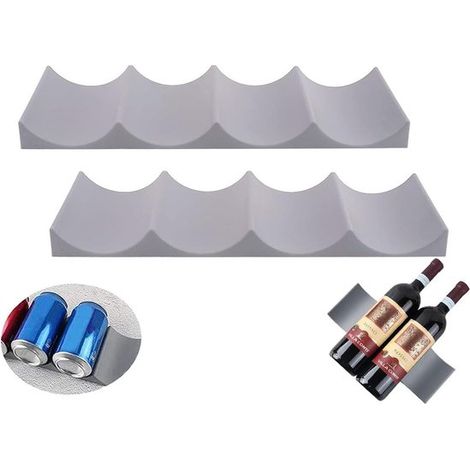 2 portabottiglie in silicone per frigorifero, ideali per vino, birra e altre bevande in bottiglia, universali, colore grigio. (1/3)