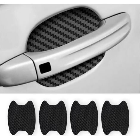 Lote de 4 pegatinas de fibra de carbono antirayaduras para tirador de puerta de coche, película protectora contra huellas para manija de puerta automática, universal para la mayoría de los tiradores d (1/5)