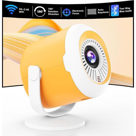Mini projecteur Portable avec WiFi et Bluetooth Projecteur de cinéma Rotatif avec Mise au Point électronique Projecteurs LED pour Home cinéma Compatible avec Smartphone/TV Stick/Ordinateur/HDMI/USB (1/5)