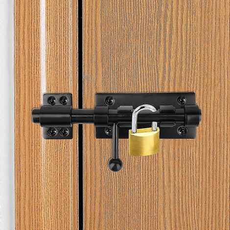 Lot de 2 verrous de sécurité de porte de 160 mm en acier inoxydable 304, avec trou pour cadenas. (1/4)