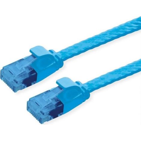 Cable Rj45 - Cat 6A UTP - 0,5 M - Bleu - Plat