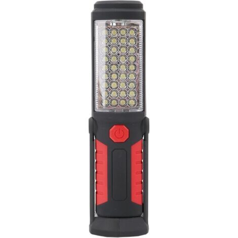 Lampe de travail magnétique à batterie 36+5LED, lampes de travail portables pour les urgences, lumière de mécanicien, maison, réparation de voiture, lumière de problème,chargement USB (Rouge) (1/4)