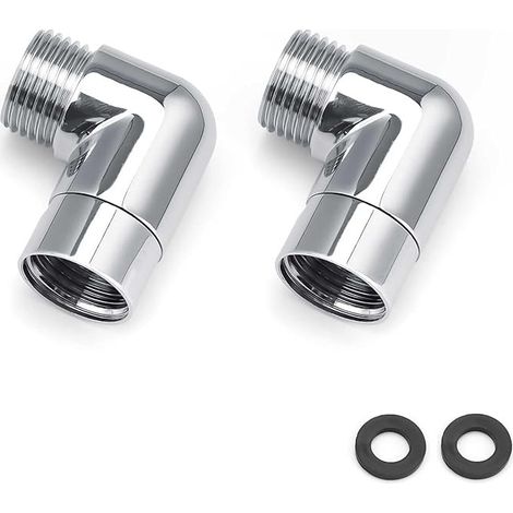 Adaptateur d'angle de douche, adaptateur d'arrosage de douche coudé incliné en 2 pièces, arrosage de douche à 90 degrés, adapté aux arrosages de douche, robinets et conduites d'eau (1/5)