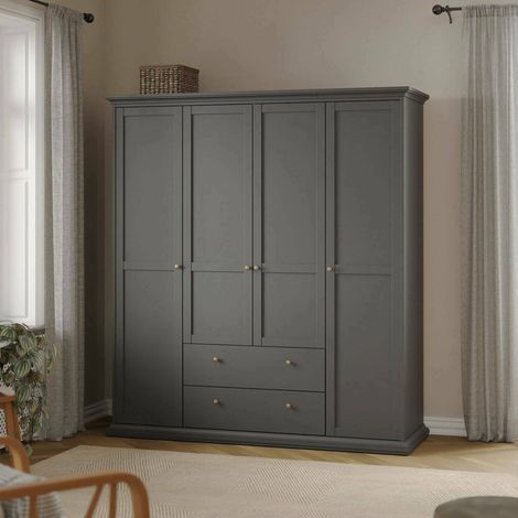 Armario Grande Amarena, Ropero Dormitorio Perchero, 60.5x200.6h cm Gris (1/5)