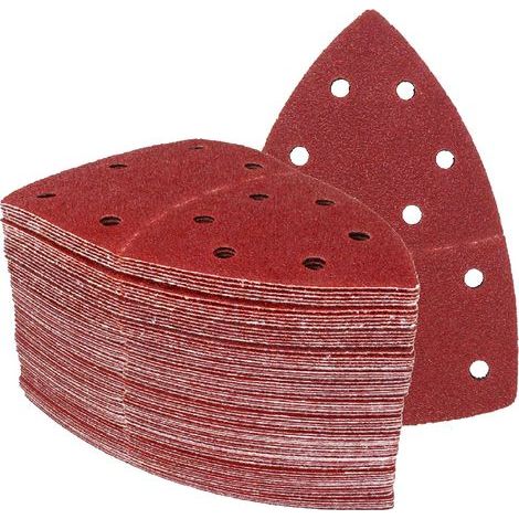 Prio-Triangles de Ponçage │ 50 pièces │ 11 trous │ 105 x 152 mm │ grain 40 │ pour ponceuses multiples │ Feuilles Abrasives │ Papier Abrasif (1/3)