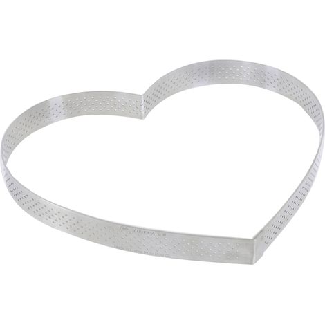 Cercle forme cur inox 22 cm perforé bord droit six parts