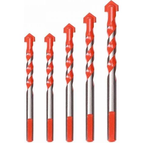 Lot de 5 Foret Carrelage Verre,Foret Gres Cerame,Foret Diamant, Mèche pour carrelage, 6 mm,8 mm,10 mm,12 mm Forets multi-matériaux pour céramique,béton,carrelage,brique,verre, plastique et bois (1/5)