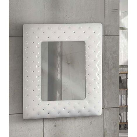 Specchiera 100x92 con cornice bianca e swarovski