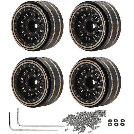 4 jantes Beadlock de 1,2 pouce en laiton pour voiture RC Traxxas 1/18, offrant une stabilité accrue. Accessoires de mise à niveau pour voiture RC Traxxas 1/18. (1/4)