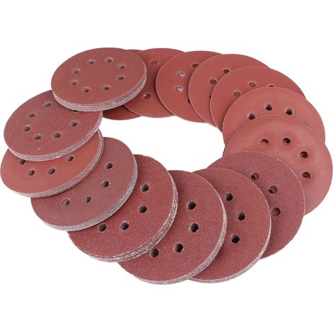 Ortviai Disques abrasifs 125 mm (5 pouces) à 8 trous, velours, 100 pièces, 10 granulométries différentes (1/5)