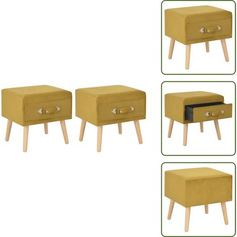 Tables de chevet 2 pcs Moutarde 40x35x40 cm Velours - Table De Chevet - Meubles De Chambre - Table Nuit - Commode - Rangement (1/5)
