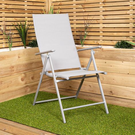 Outdoor Garden Patio Multi Position Reclining Folding Chair in Grey (1/5)