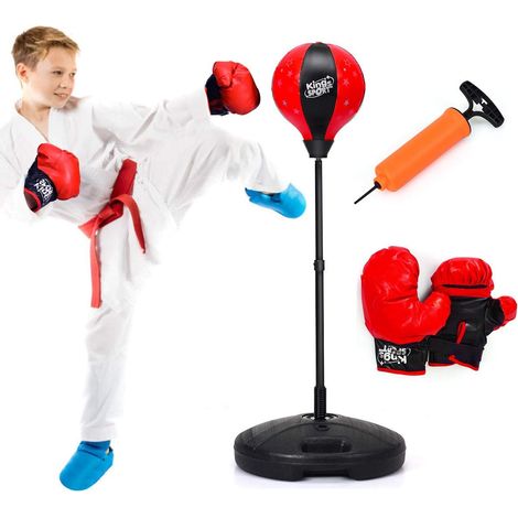COSTWAY Saco de Boxeo para Niños Juego de Boxeo Altura Ajustable con Guantes de Boxeo y Bomba Manual (1/5)
