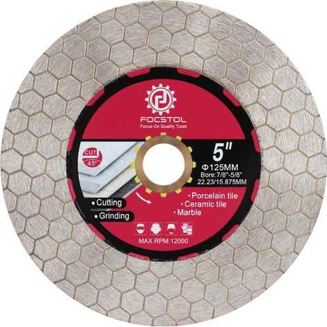 Diamond Tile Disc 125 mm – Double Sided Cutting Grinding Blade Diamond Saw for Porcelain Ceramic Marble Granite Artificial Stone Quartz Hexagonal Design (1/5)