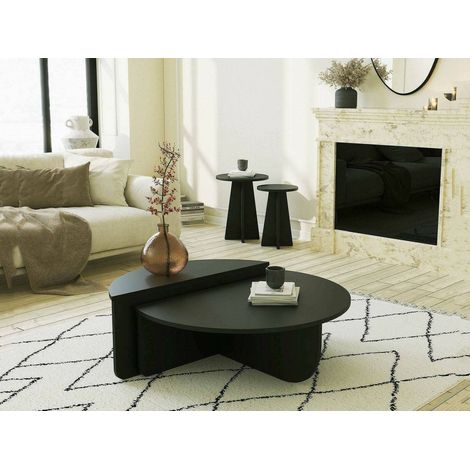 Dmora - Wohnzimmertisch Canopus, Niedriger Wohnzimmertisch, Kaffeeregal, Couchtisch für Sofa, 90x90h35 cm, Schwarz, mit verstärkter Verpackung (1/5)