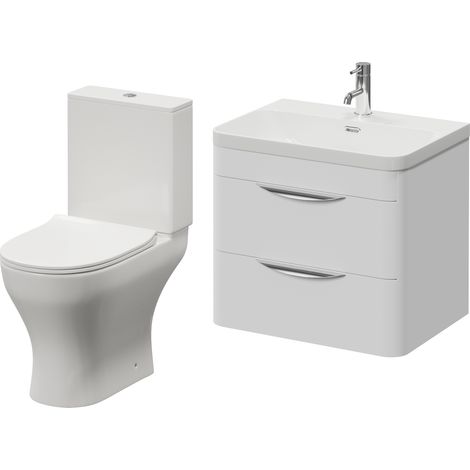 Oslo Gloss White 1150mm Wall Mounted Vanity and Jubilee Toilet Suite with Fina Basin - 1150mm - Oslo Standard Handle