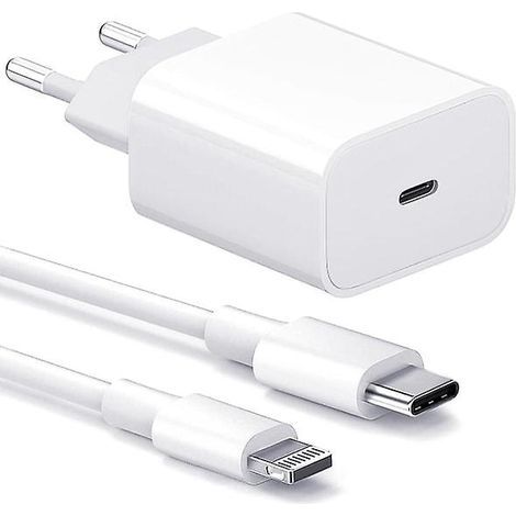 Chargeur iPhone - Chargeur rapide - Adaptateur + câble 20 W USB-C (1 pièce)