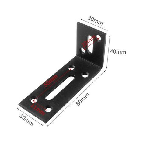 Équerres d'angle réglables en acier inoxydable 80 x 40 x 30 mm, lot de 2, support à 90° pour réparation et renforcement de meubles, noir (1/3)