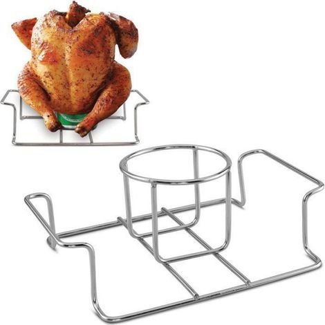 Support à poulet pour barbecue - - Acier inoxydable - Convient aux canettes de 355 ml - Stabilité renforcée Femeo