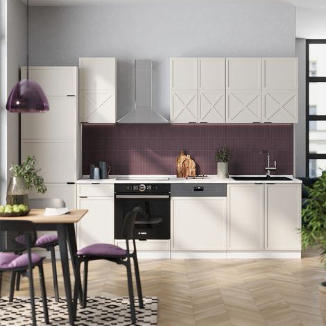 Cuisine Fame-Line, GrisBeige/Blanc, 300 cm sans plan de travail, Vicco (1/5)