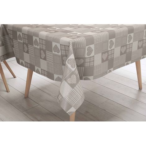 TOVAGLIA LIMA © in TELA CERATA plastificata LAVABILE idrorepellente in PVC CUORE BEIGE Made in Italy Cm. 140x100 x4 persone (1/5)